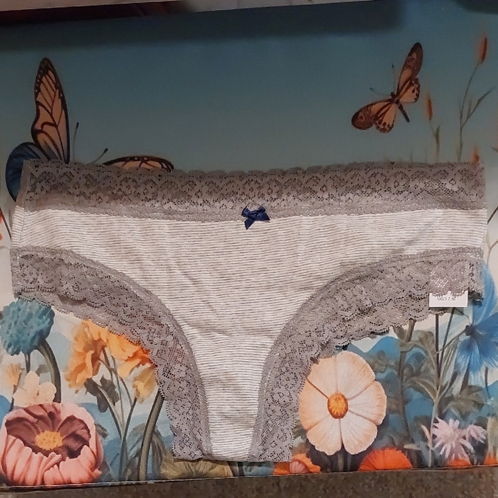 Aerie Gray Stripe Cheeky "Scrunch Butt" Panties